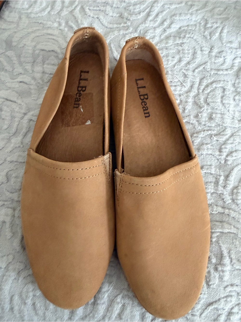 L.L. Bean Women’s Caramel Brown Leather Slip-On Flats